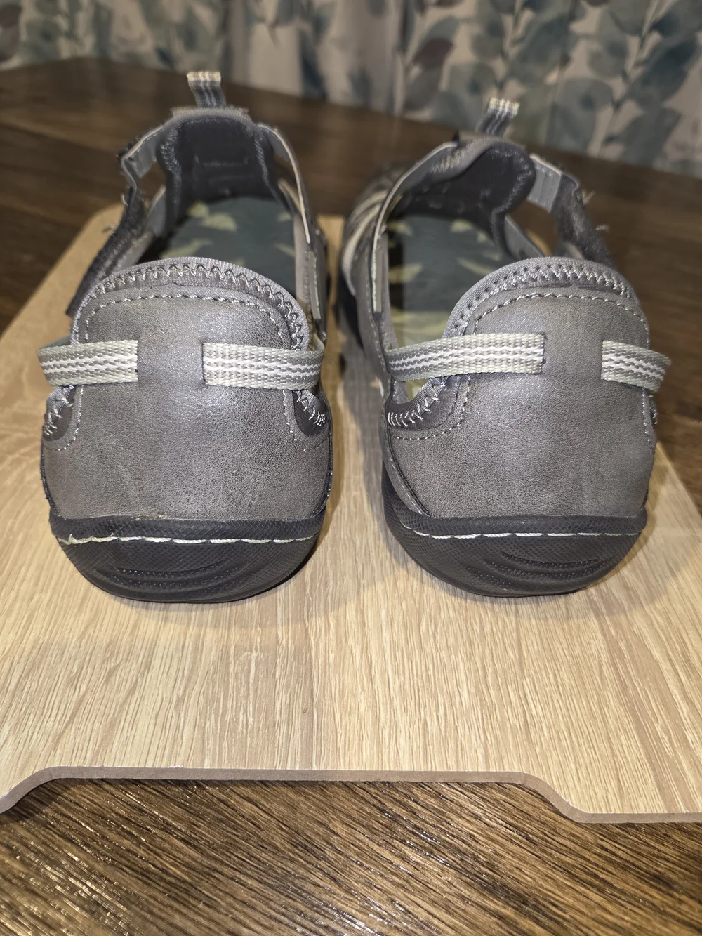 JBU Women's Closed-Toe Sport Sandals in Gray with Mint Lining